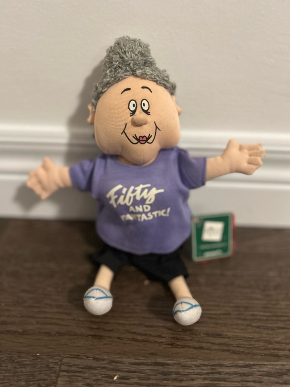 Russ Plush Doll with Purple Shirt and Black Shorts